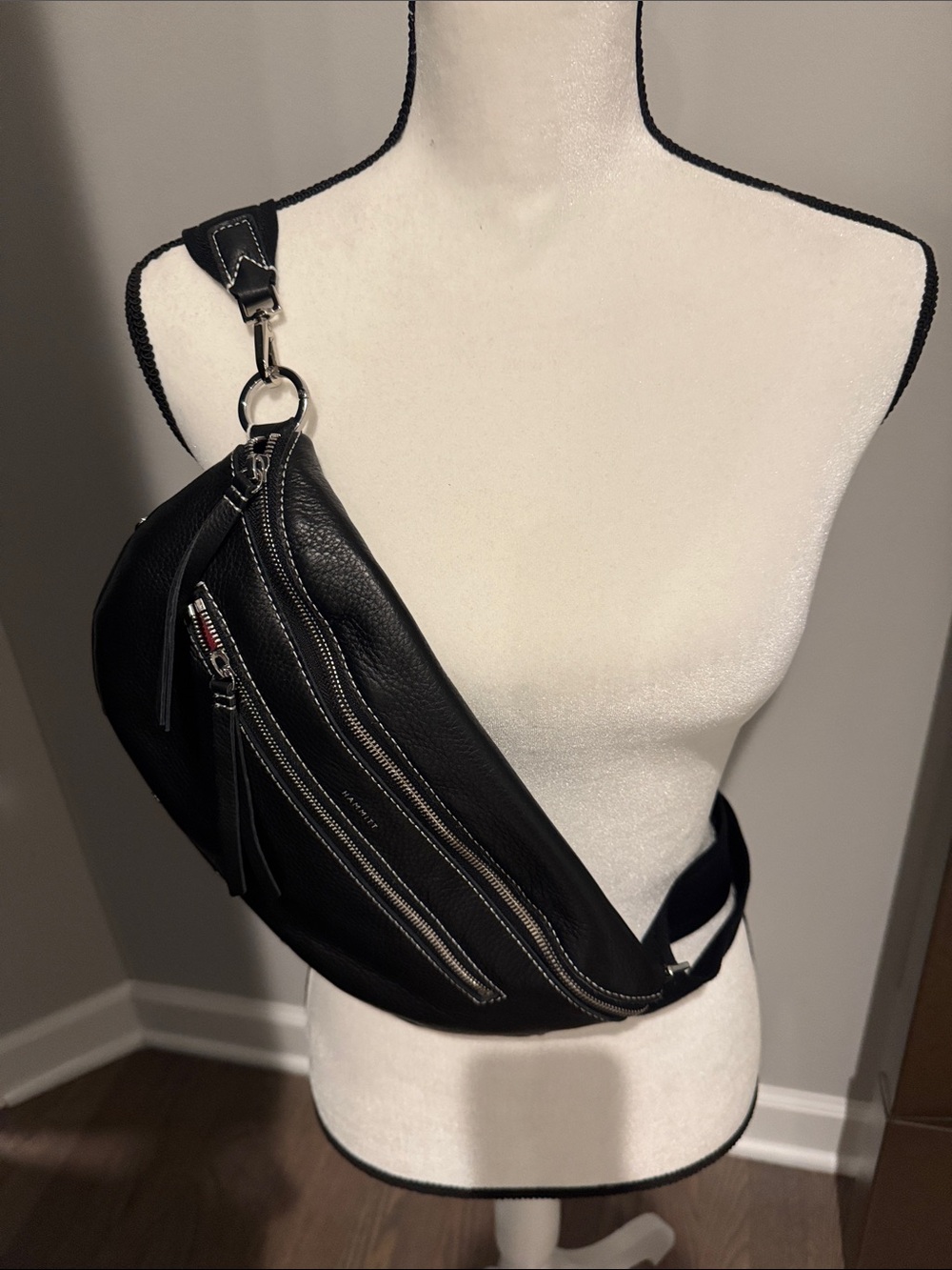 Hammitt Charles L Black Leather Crossbody Sling Bag NWT